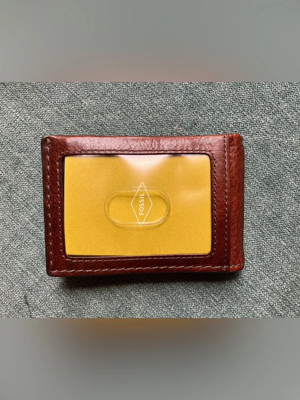 Fossil Cognac Leather Beck Money Clip Bifold